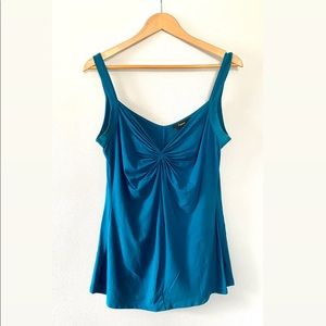 Express teal v-neck tank top with ruching